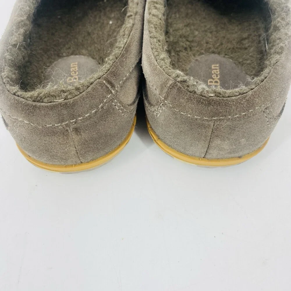 L.L.Bean Men's Mock Toe Slip On Scuffs Slippers Fleece Lined Gray Size 11